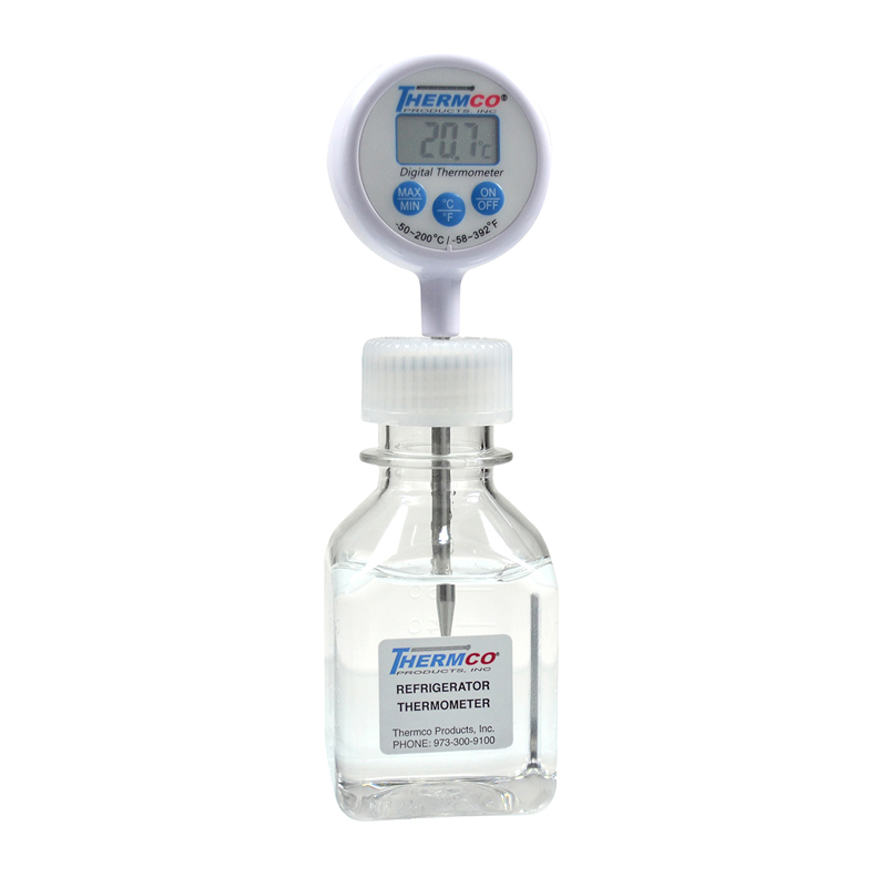 Bottle Thermometer Bio-Safe Glycol/Water, Ambient • 30mL • 10°C to 30°C
